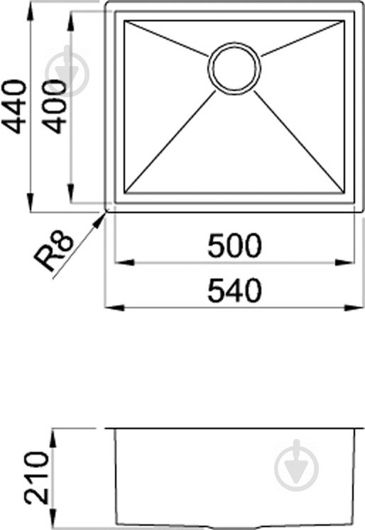 Мойка Square 500 under top - фото 2