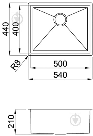 Мойка Square 500 R14 on top - фото 2