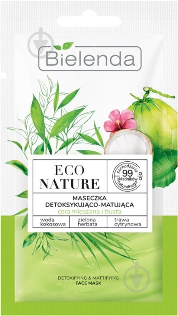 Маска для обличчя Bielenda ECO Nature Детоксикація з матувальним ефектом 8 г - фото 1