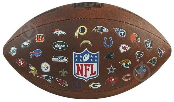 М'яч для регбі Wilson NFL Junior 32 Team Logo р.7 WTF1534XBNFL коричневий - фото 1