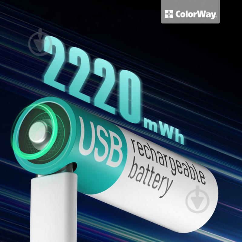 Батарея аккумуляторная ColorWay USB-С 2220 мАч 1.5В (Li-Polymer) AA (пальчиковые) 2 шт. (CW-UBAA-10) - фото 9