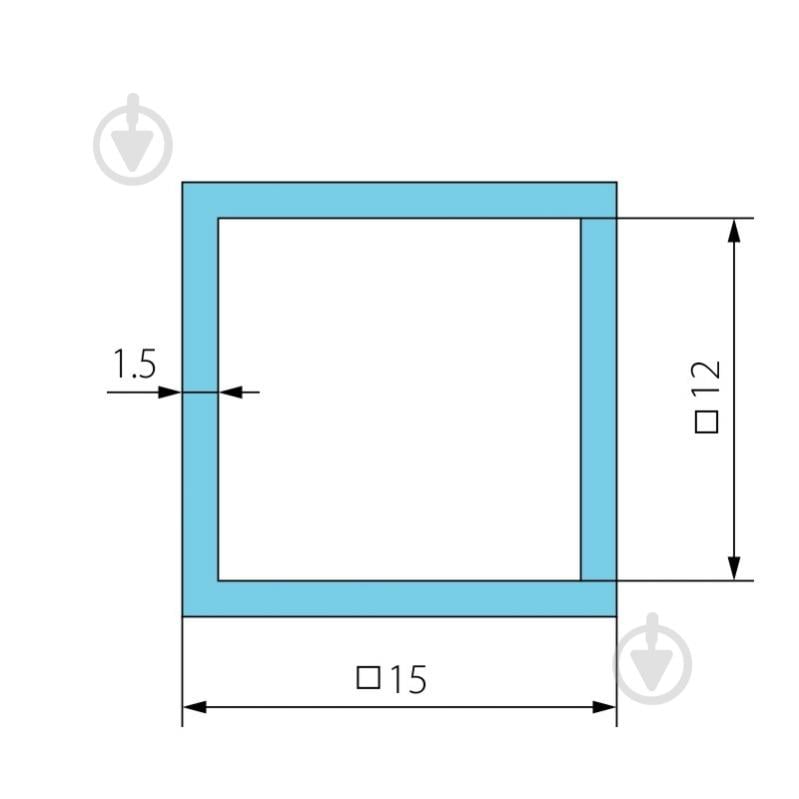 Труба квадратна алюмінієва Braz Line гладкий 15x15x1,5 мм анодована - фото 2