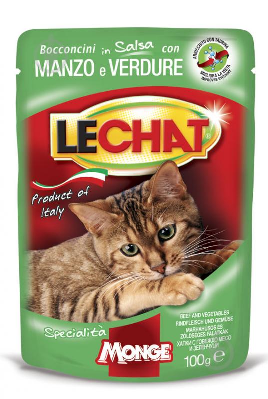 Консерва для взрослых кошек LECHAT EXCELLENCE говядина и овощи 100 г - фото 1