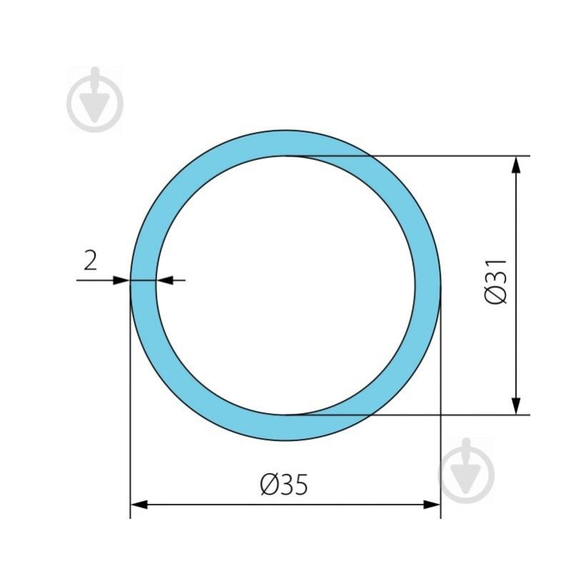 Труба кругла алюмінієва Braz Line d35 35x35x2 мм анодована - фото 2