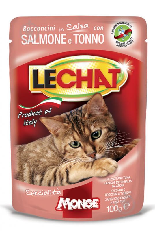 Консерва для дорослих котів LECHAT EXCELLENCE тунець та лосось 100 г - фото 1