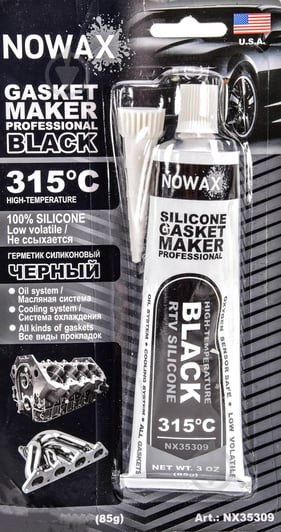 Герметик Nowax Gasket Maker Black +315 ⁰C (NX35309) чорний 85 г - фото 1