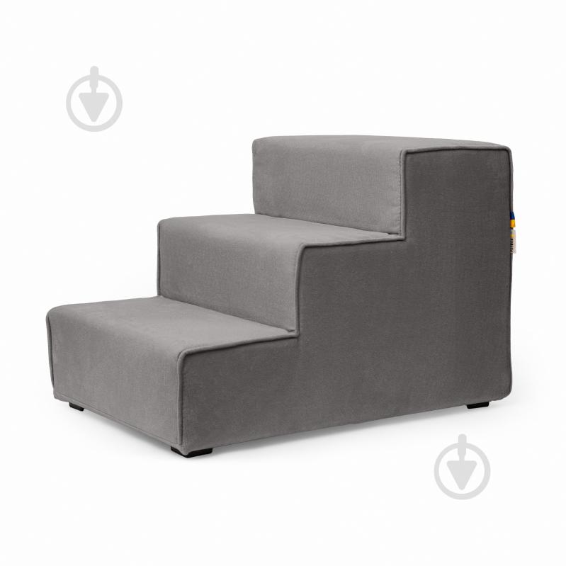 Ступени широкие PETBED 66х42 см h-45 см велюр темно-серый - фото 1 Ступени широкие PETBED 66х42 см h-45 см велюр темно-серый - фото 1