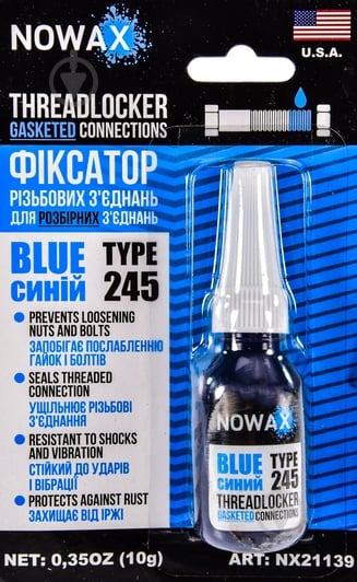 Герметик Nowax фиксатор резьбы Threadlocker NX21139 синий 10 г - фото 1