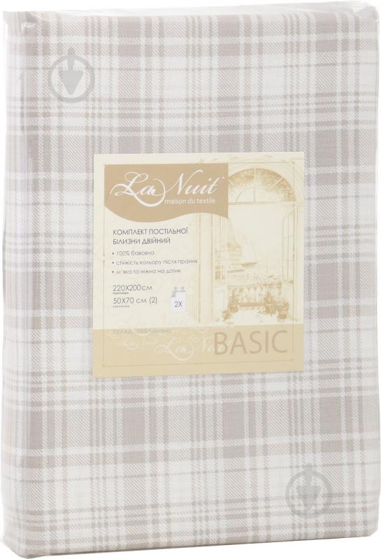 Комплект постельного белья Basic клетка 2,0 белый с бежевым La Nuit (без простыни) - фото 3