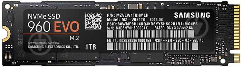 SSD-накопитель Samsung 960 Evo 1000GB M.2 PCI Express 3.0 x4 TLC (MZ-V6E1T0BW) - фото 1