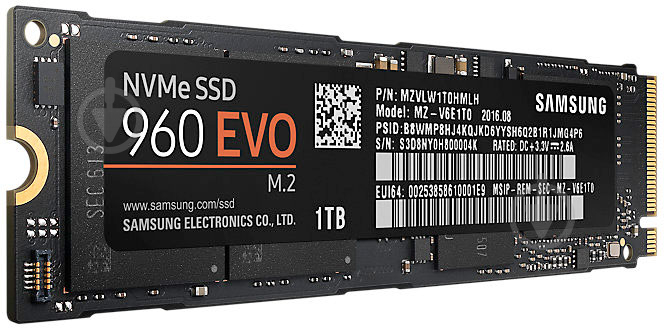 SSD-накопитель Samsung 960 Evo 1000GB M.2 PCI Express 3.0 x4 TLC (MZ-V6E1T0BW) - фото 2