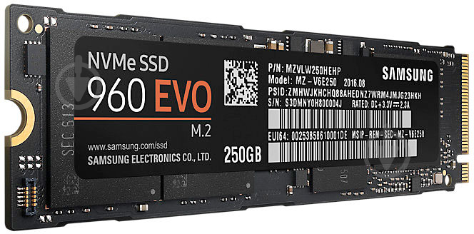 SSD-накопитель Samsung 960 Evo 250GB M.2 PCI Express 3.0 x4 TLC (MZ-V6E250BW) - фото 2