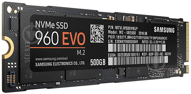 SSD-накопичувач Samsung 960 Evo 500GB M.2 PCI Express 3.0 x4 TLC (MZ-V6E500BW) - фото 2