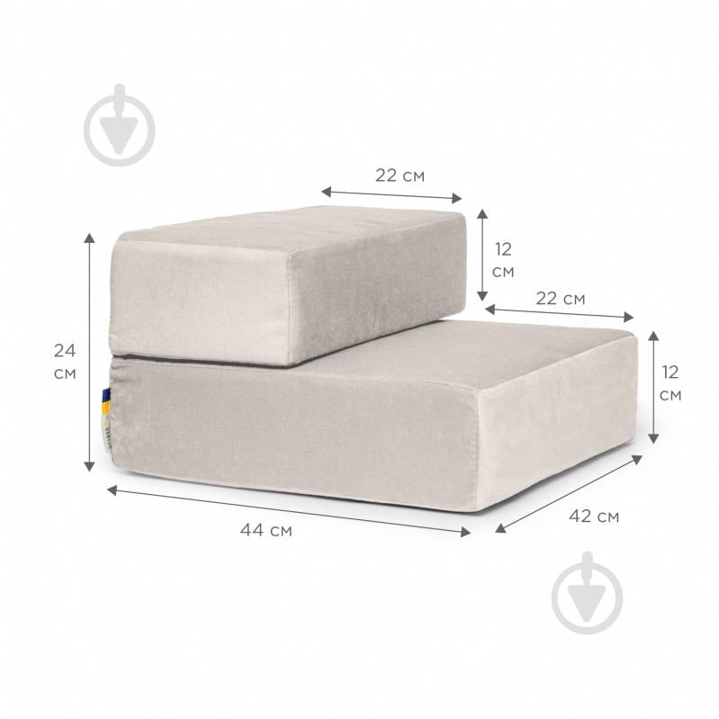 Сходинки м'які PETBED 44х42 см h-24 см велюр сірий - фото 2 Сходинки м'які PETBED 44х42 см h-24 см велюр сірий - фото 2