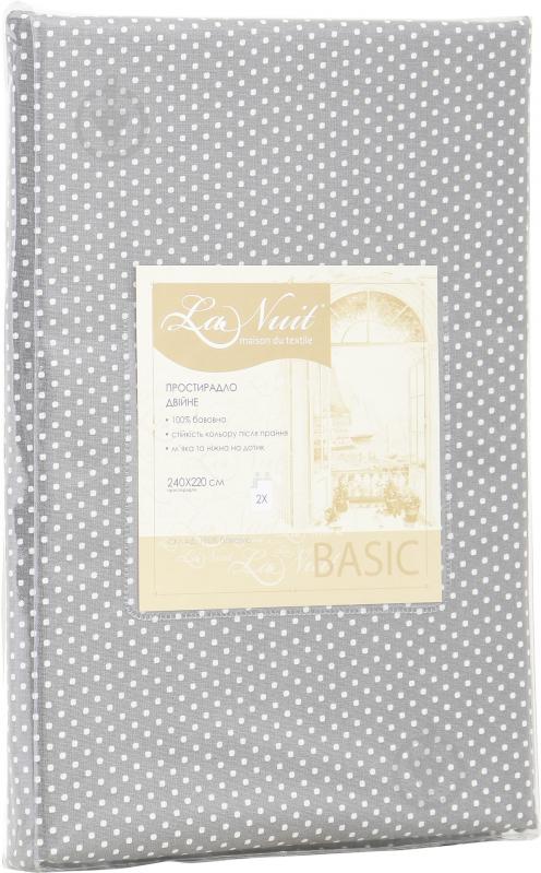 Простирадло Basic горошок 240x220 см сірий La Nuit - фото 3