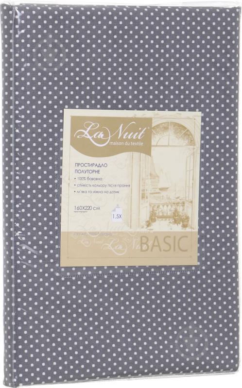 Простынь Basic клетка 160x220 см серый La Nuit - фото 3