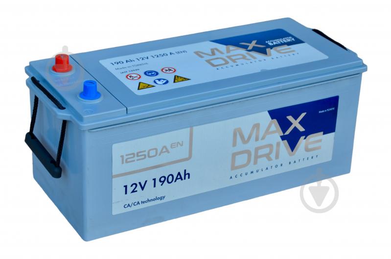 Аккумулятор автомобильный MAX DRIVE SMF EN1250 190Ah 1250A 12V «+» слева - фото 1