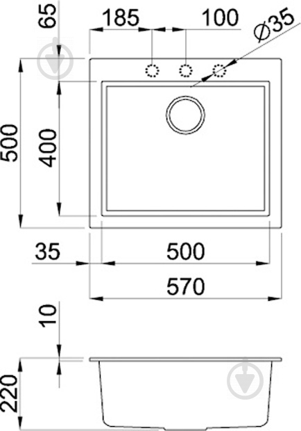 Мийка для кухні ELLECI Q 105 on top corda 62 - фото 2