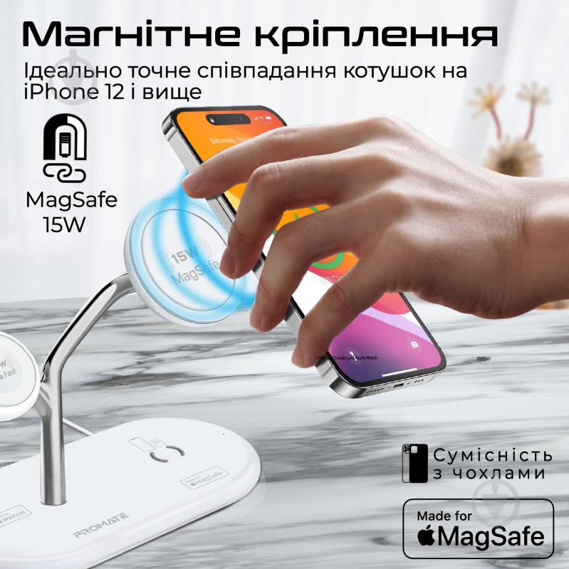 Зарядная станция Promate Беспроводная Synergy-Pro White - фото 4