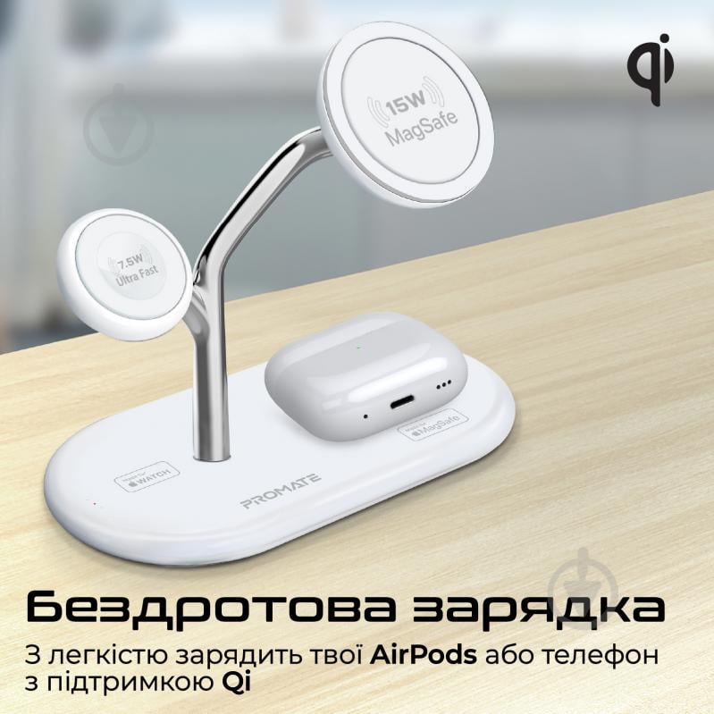 Зарядная станция Promate Беспроводная Synergy-Pro White - фото 6