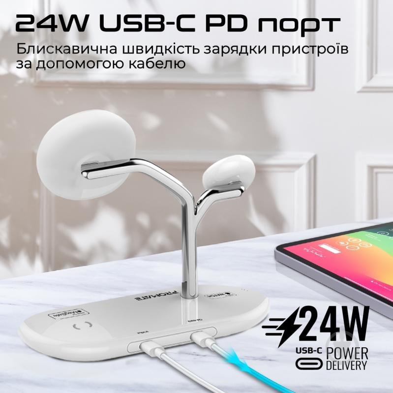 Зарядная станция Promate Беспроводная Synergy-Pro White - фото 7