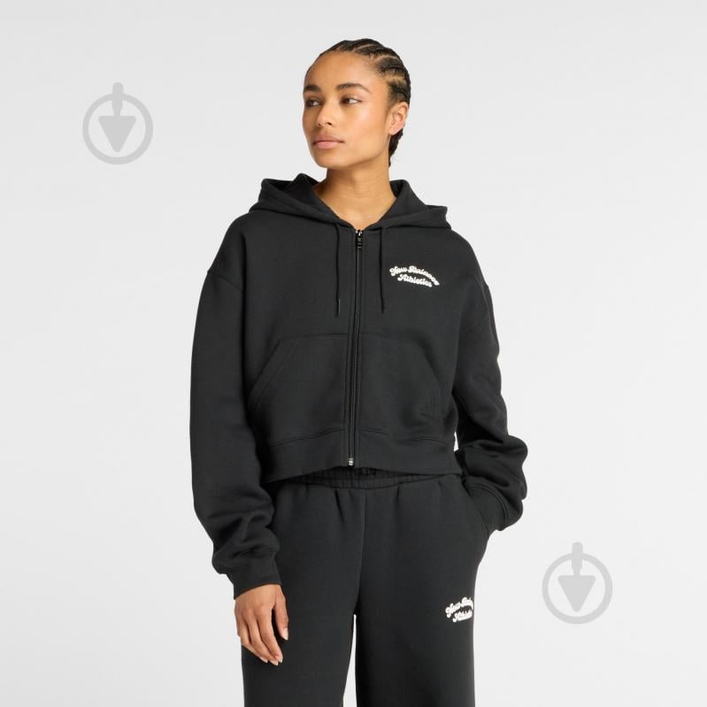 Джемпер New Balance LINEAR FULL ZIP WJ53509-BK р.M черный - фото 1
