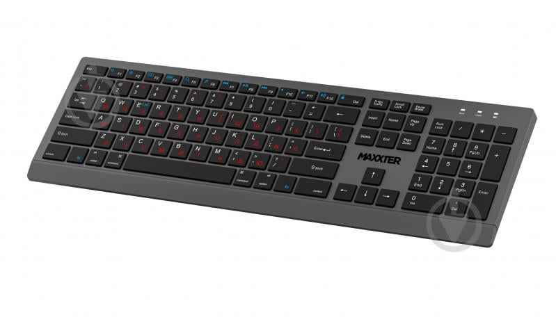 Клавіатура бездротова Maxxter (KBW-01G-UA) з акумулятором, безшумна grey - фото 2
