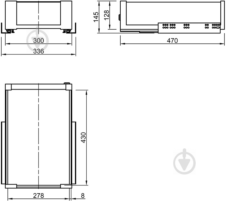 Выдвижной ящик Vibo CCTGM40EVGFO 400 мм графит/стекло (внутр.) Essence 46716 - фото 9