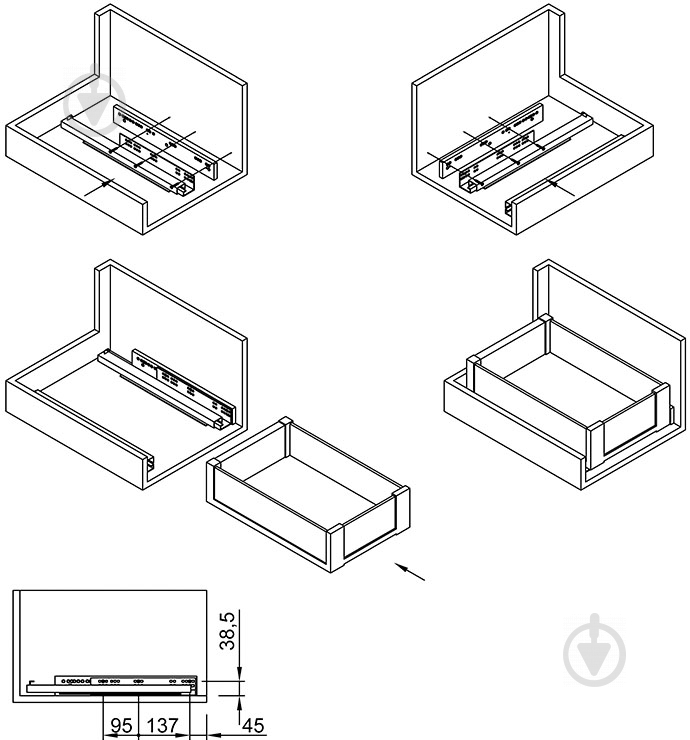 Выдвижной ящик Vibo CCTGM40EVGFO 400 мм графит/стекло (внутр.) Essence 46716 - фото 8