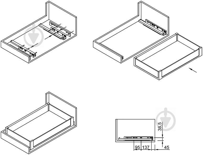 Выдвижной ящик Vibo CCTGM90EVGFO 900 мм графит/стекло (внутр.) Essence 46718 - фото 9