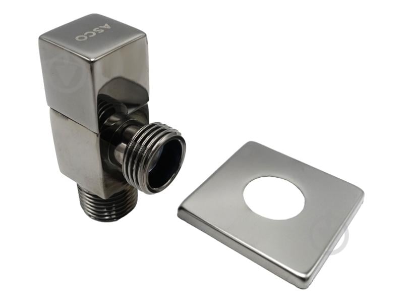 Кран угловой ASCO 1/2"х1/2" для сантехприборов Shinny Gun Grey AS-AV-015 - фото 1