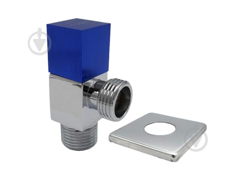 Кран угловой ASCO 1/2"х1/2" для сантехприборов Chrome-Blue handle AS-AV-005 - фото 1 Кран угловой ASCO 1/2"х1/2" для сантехприборов Chrome-Blue handle AS-AV-005 - фото 1