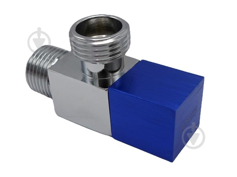 Кран угловой ASCO 1/2"х3/4" для сантехприборов Chrome-Blue handle AS-AV-006 - фото 2
