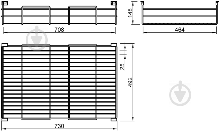 Полка для одежды Vibo ACFV72VGF навесная сетка 730 мм Venus 46762 графит - фото 4