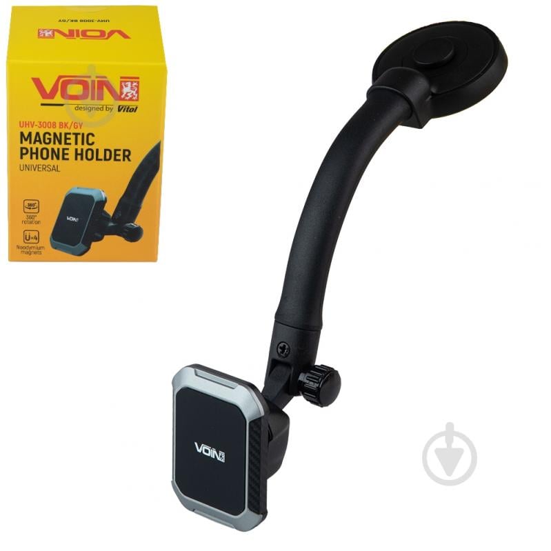 Держатель для мобильного телефона Voin UHV-3008 BK/GY черный - фото 2