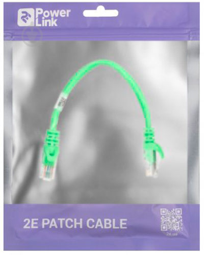 Патч-корд 2E Cat 5e,UTP,RJ45, 26AWG ,7/0.16 CCA, PVC 0,2 м зелений - фото 3