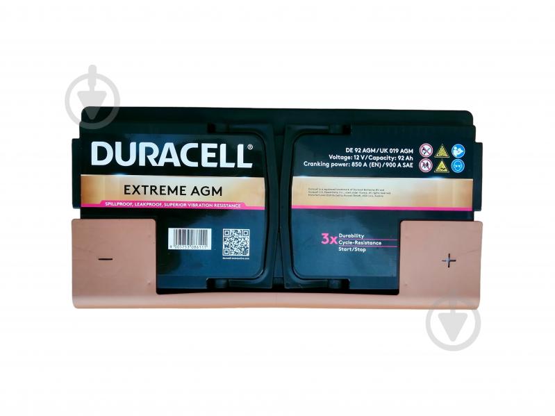 Акумулятор автомобільний Duracell 92Ah 850A 12V «+» праворуч - фото 3