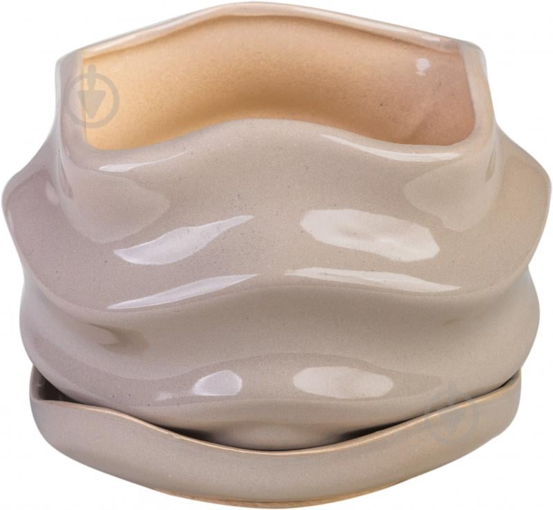 ᐉ Вазон керамический Eterna PT 201-0,9 фигурный 1 л серый кварц ...