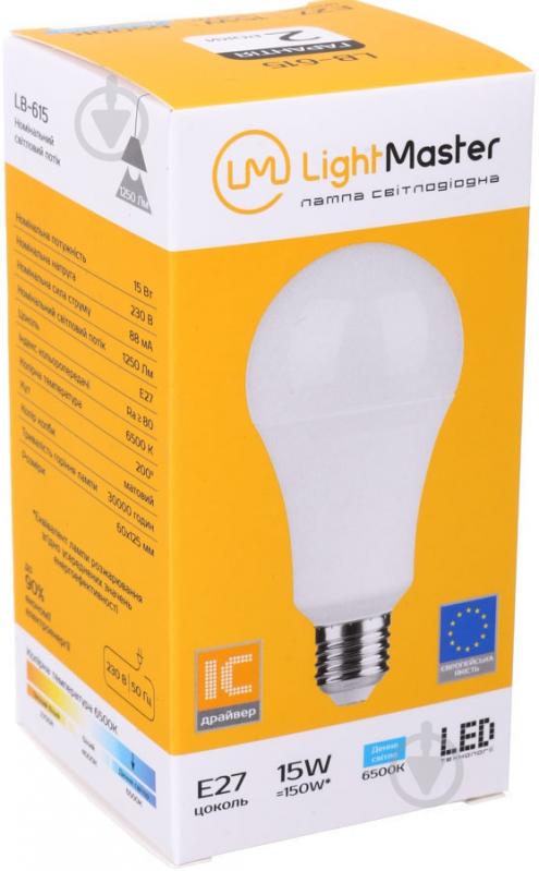 Лампа світлодіодна LightMaster LB-615 15 Вт A60 матова E27 230 В 6500 К - фото 2