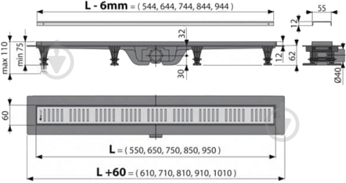 Линейный трап для душа Koller Pool Душевой канал G10-750 - фото 2