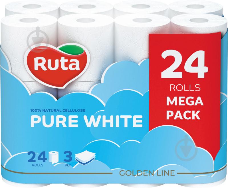 Туалетная бумага Ruta Pure White 24рул 3ш білий трехслойная 24 шт. - фото 1