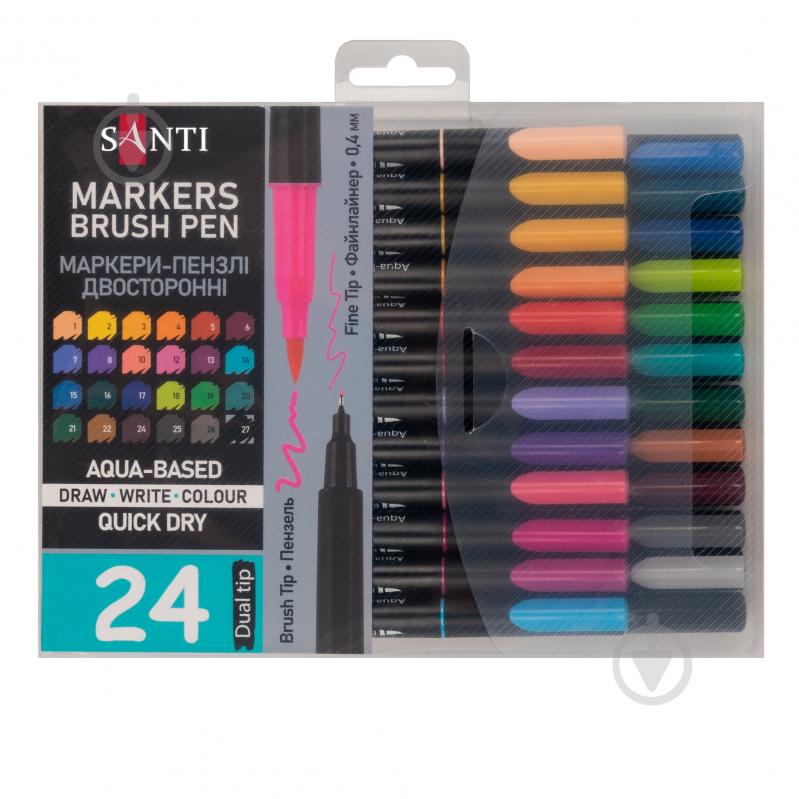 Набір маркерів Santi Brush Pen 24 мульті 391000 - фото 1