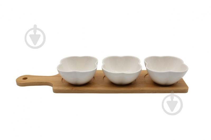 Набор пиал Eurogold на подставке 4 предмета фигурные - фото 1 Набор пиал Eurogold на подставке 4 предмета фигурные - фото 1