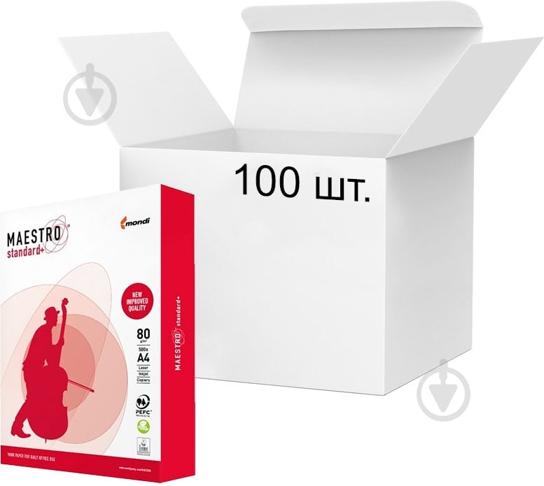 Бумага офисная Maestro Standart+ 100 упаковок A4 80 г/м белый 500 листов - фото 1 Бумага офисная Maestro Standart+ 100 упаковок A4 80 г/м белый 500 листов - фото 1
