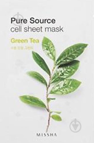 Маска MISSHA Pure Source Cell Sheet Mask Green Tea тканевая 21 г - фото 1