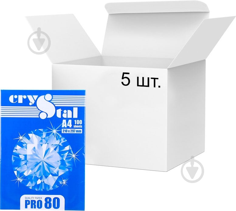 Папір офісний Сrystal Pro 5 пакунків A4 80 г/м білий 100 аркушів - фото 1 Папір офісний Сrystal Pro 5 пакунків A4 80 г/м білий 100 аркушів - фото 1