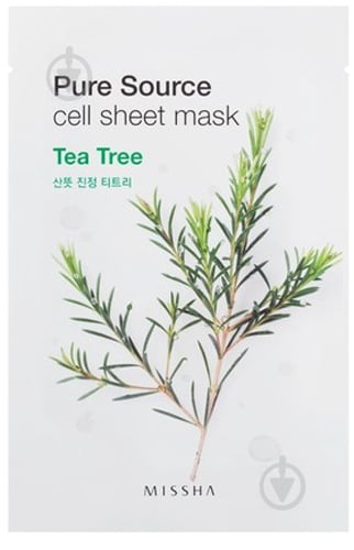 Маска MISSHA Pure Source Cell Sheet Mask Tea Tree тканевая 21 г - фото 1