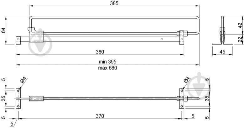 Микролифт Smart 52791 L=400 мм хром 1 - фото 2