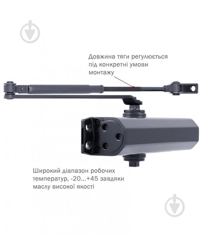 Доводчик дверной RYOBI D-1504 серый антрацит 80 кг - фото 2