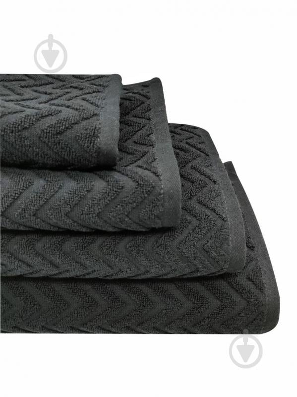 Полотенце махровое Зигзаги 100x150 см черный Simi - фото 3